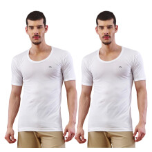 Lux Nitro Rund Hals Mouwloze Vest Voor Mannen | Premium Katoen Witte Vest | Zweetabsorberend & Op Maat Gemaakt 2-Pack