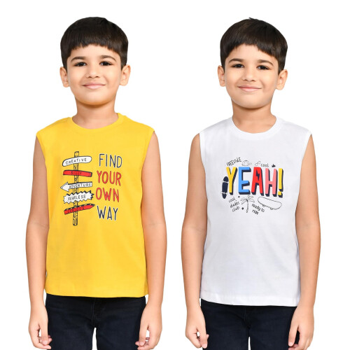Lux Cozi Rapazes Pack De 2 Camisetas Sem Mangas Estampadas