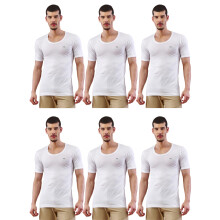 Lux Nitro Ronde Hals Mouwloze Vest Voor Mannen | Premium Katoenen Witte Vest | Zweetabsorberend Pack Van 6