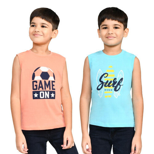 Lux Cozi Rapaz Pack De 2 T-Shirts Sem Mangas Estampadas