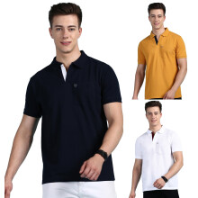 Lux Cozi Ανδρικό Πόλο T-Shirt Κοντό Μανίκι με Τσέπη_2122_Nb_Mst_Wh_S_3Pc