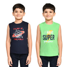 Lux Cozi Jongens Set Van 2 Gedrukte Mouwloze T-shirts