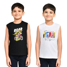 Lux Cozi Menino Pack De 2 Camisetas Regata Estampadas_Cozi_Boyz_201_Blk_Wh_70_2Pc