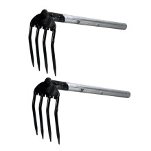 2Pcs Garden Hand Rake Heavy Duty Steel Soil Loosening Tool with Ergonomic Non‑Slip Handle