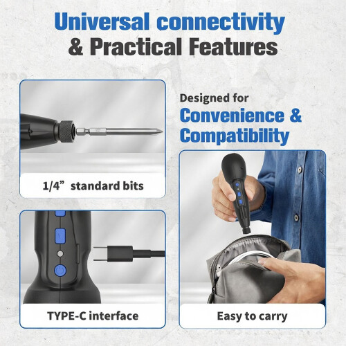 Rechargeable Electric Screwdriver Cordless USB Screw Driver with LED Light 2