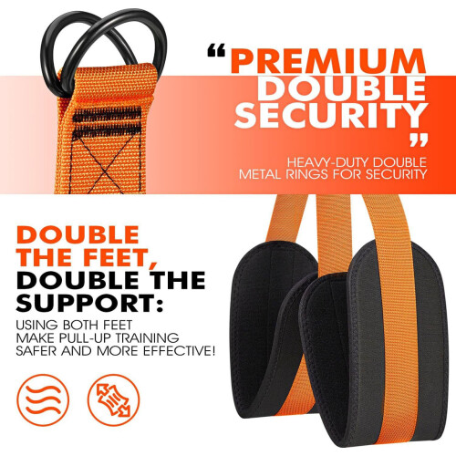 Pull Up Assistance Trainer Set Adjustable Pull Up Assist Bands with Foot Support 1