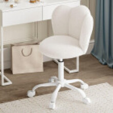 (Velvet, White) Office Chair, Adjustable Height Swivel Chair