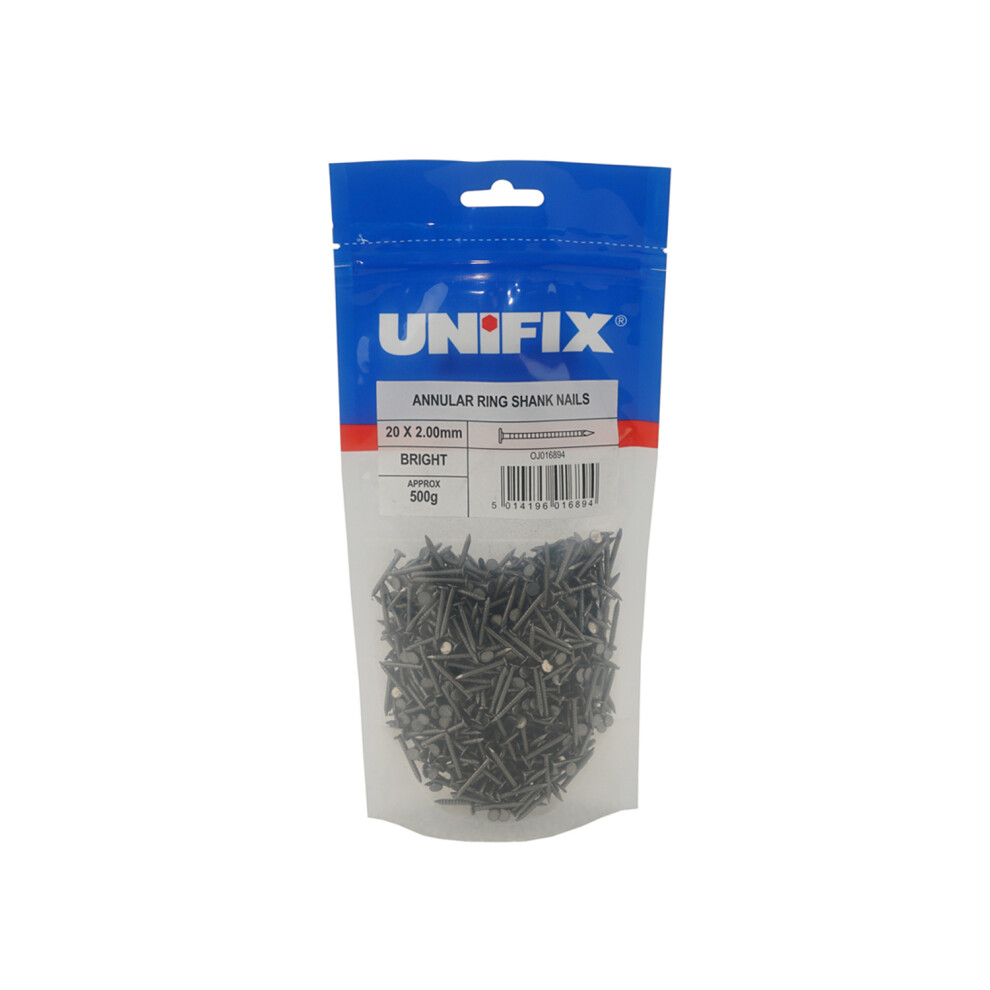 Unifix Bright Annular Ring Shank Nails Ce 20 X 2.00Mm - Pou9arsn/105 - Box Of 5 5014196016894