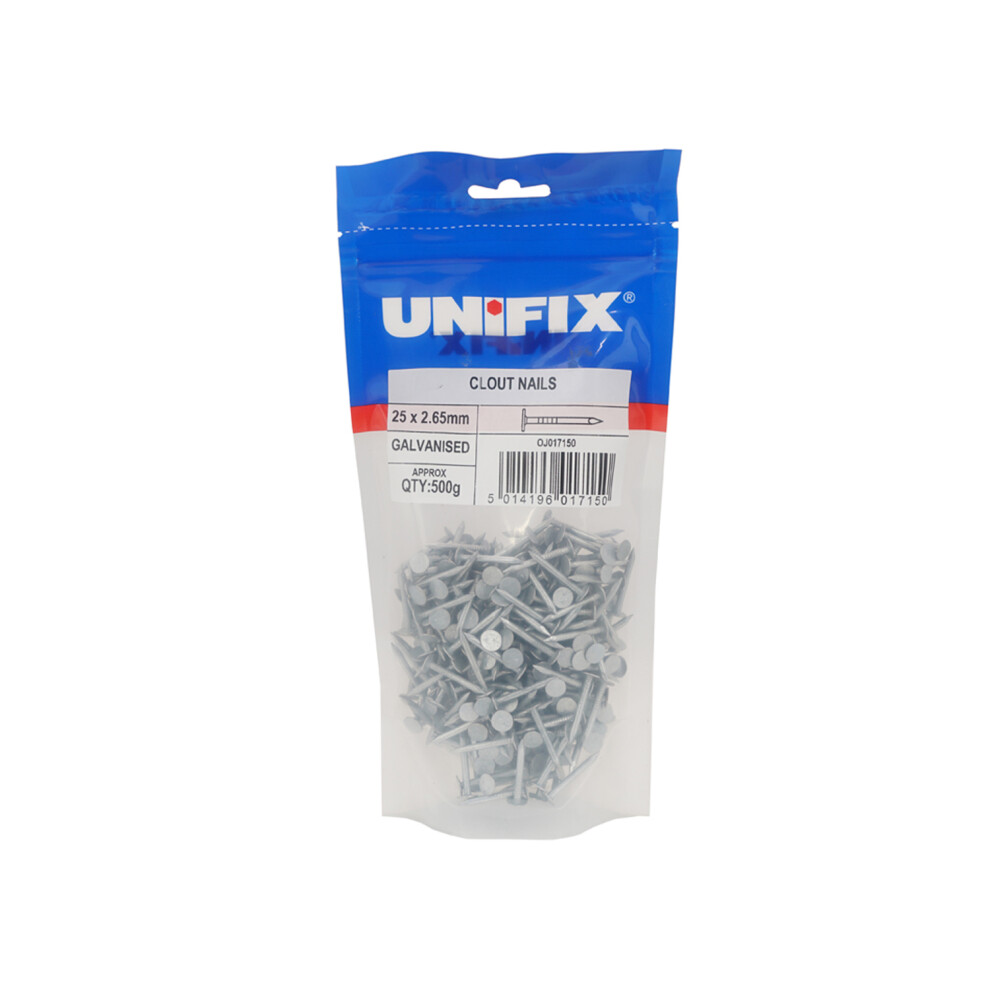Unifix Galv Clout Nails 65 X 2.65Mm 1Kg Bag - Box Of 5 5014196542201