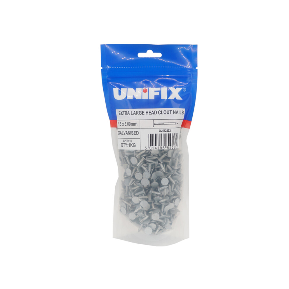 Unifix Galv Extra Large Head Clout Nails 50 X 3.00Mm - Pou9galvelhcn/030 - Box Of 5 5014196542287