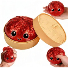 (red) Glitter Dumpling, Glitter Dumpling Squishy Box, Anxiety Relief Fidget Sensory Soft Squeeze Decompression Dough Stress Gifts (Blue)