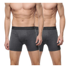 Macroman Valentino Clássico Designer Trunks Para Homens, Algodão Compacto Premium, Preto Melange, Xxl