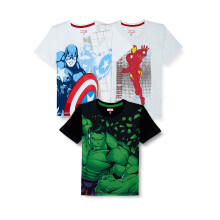 Marvel Boys Cotton By Ville Printed Regular Fit T-Shirt Pack Of 3,Multicolour,7-8 Years