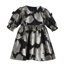 Vestido Preto de Algodão com Manga Balão para Bebé (3-6M)