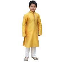 Conjunto de Kurta Pajama em Seda Misturada Manyavar para Crianças e Meninos (5-6 Anos)