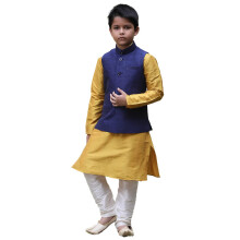 Set Kurta, Giacca e Pantaloni in Seta Mist, Manyavar Ragazzi (12-14 Anni)