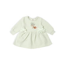 Mi Arcus Eikel Gequiltede Jurk/Frok Voor Meisjes Ronde Hals Volledige Mouwen Casual 2-3 Jaar Groen