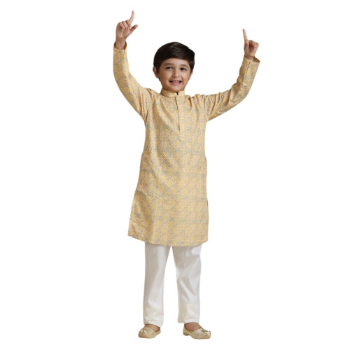 Manyavar Set Kurta Pyjama Cotone per Ragazzi (2Pcs)(12-14 Anni)