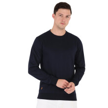 Macroman M-Series Camisola Básica de Manga Longa para Homens, Algodão, Azul Marinho, Tamanho: L