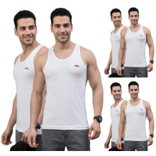 Lux Parker Heren Regular Fit Vest Wit 6 Stuks