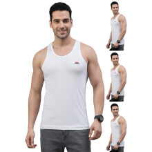 Lux Parker Heren Regular Fit Mouwloos Vest Wit - 4 Stuks