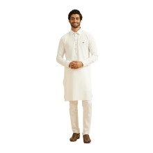 Manyavar Camisa Masculina de Rayon Branco Longa (Branco,L)
