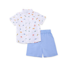 Conjunto de Camisa e Calções Impressos Nautinati | Algodão | Idade 1-5 Anos