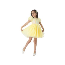Vestido de Festa Decorado Nautinati para Meninas| Algodão | Idade 4-8 Anos Limão