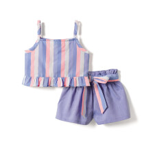 Nautinati Flickor Rutig Ärmlös Fyrkantig Top & Shorts Set