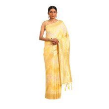 Mohey Kvinnors Gula Konstsilke Zari Väv Saree (Gul)