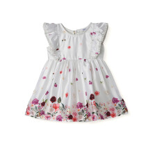 Nautinati Meisjes Katoenen Bloemenprint Frock Met Hoed Wit