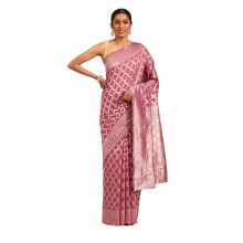 Mohey Damernas Lila Konstsilke Zari Väv Saree (Lila)