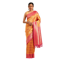 Mohey Kvinna Mustard Gul Art Silke Mönstrad Saree (Mustard Gul)