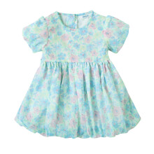 Vestido Floral Pastel Nauti Nati para Meninas com Barra Balão Azul