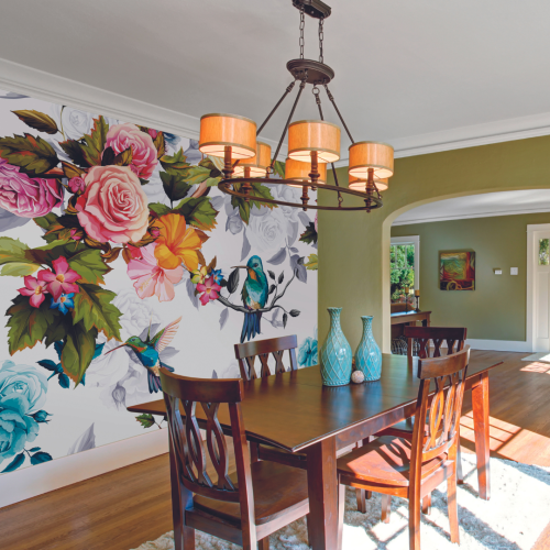 (Large (3.5m X 2.8m)) Hummingbird Garden Wall Mural - Multi