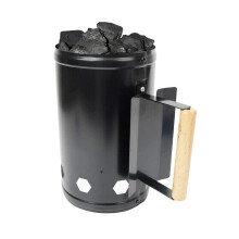 Charcoal Chimney Starter for BBQ Grill with Fast Ignition and Even Heat Distribution, Black