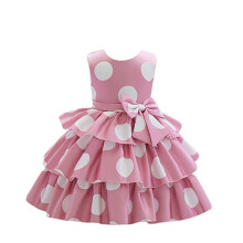 Niren Enterprise Babyflicka Satinblandning A-Linje Knälång Rosa Prickig Klänning P5-E0Bm-Zdbc 5-6 År