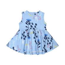 Nino Bambino Baby-Meisjes Katoen Fit En Flare Midi Jurk (Nbdr00Mc419-3-6M_Blauw_3-6 Maanden)