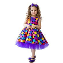 Vestido Niren Enterprise para Menina com Padrão de Bolinhas em Seda, Sem Mangas, Comprimento do Joelho