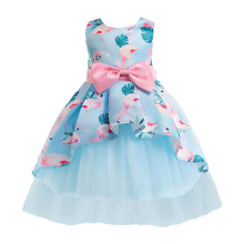Vestido Ajustado e Largado até ao Joelho para Meninas (45456_Azul_6-7 Anos)