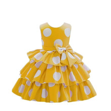 Niren Enterprise Niren Knie-lange Polka Dot Jurk Voor Meisjes 1-6 Jaar (Geel, 1-2 Jaar)