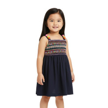 Vestido de Algodão Nautinati A-Line para Meninas | Idade 0-3 Anos Marinho