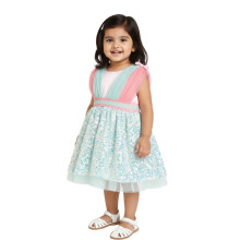 Vestido de Poliéster Rosa Impressão para Meninas Nautinati