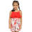 Nautinati Κορίτσια Floral Printed Ραμμένα Στραπς Playsuit Jumpsuit Κόκκινο-Λευκό 1