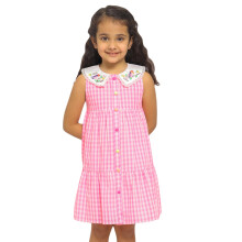 Vestido de Meninas Nautinati de Algodão Branco-Rosa