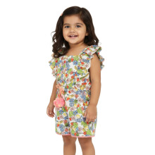 Nautinati Meisjes Geprinte Schouderband Jumpsuit Met Tailleband | Rayon | Leeftijd 0-3 Jaar Multikleur