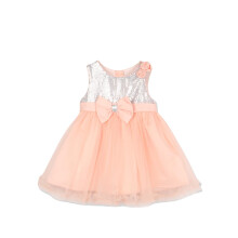 Nauti Nati Meisjes Versierd Sequined Net Tulle Fit Flare Jurk Perzik