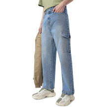 Neostreak Ανδρικά Cargo Jeans Ice Blue Loose Baggy Fit με 6 Τσέπες Μη Ελαστικά