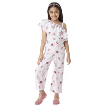 Macacão Sem Mangas Riscado Floral Branco Nautinati para Meninas (Nnngcs060015-5Y_White_5Y)