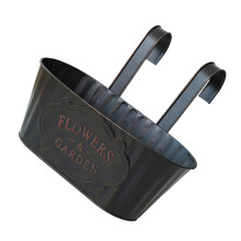 Vintage Iron Hanging Flower Pot Wall Mounted Planter with Detachable Hook for Balcony Garden Fence